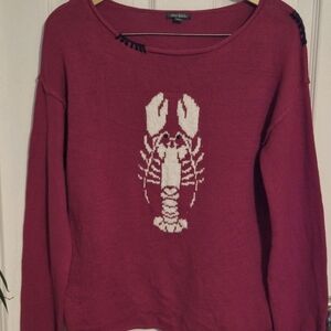 wild fable Berry Red Sweater with Cream Lobster Graphic